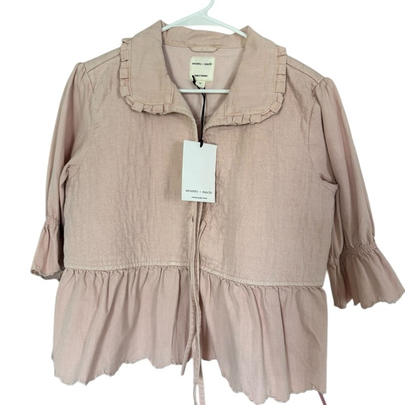 Seventy + Mochi Heidi Blouse Pink Dawn Pink Quilted Women's Top - Picture 4 of 5